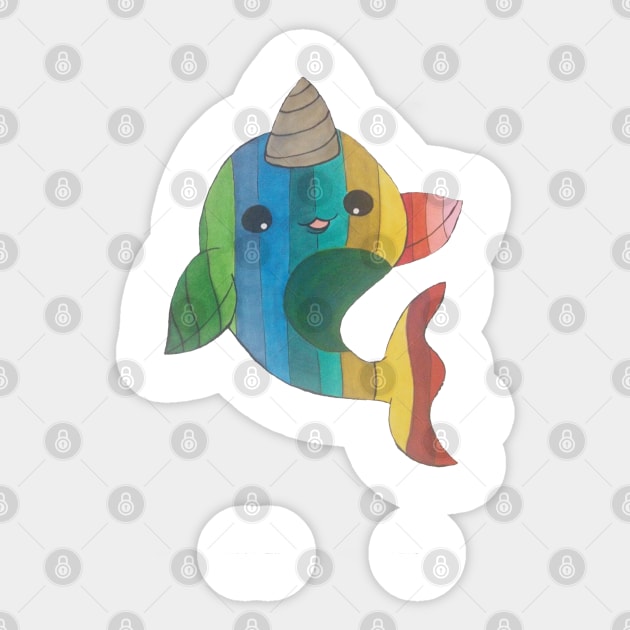 rainbow narwhal Sticker by Wickedhart